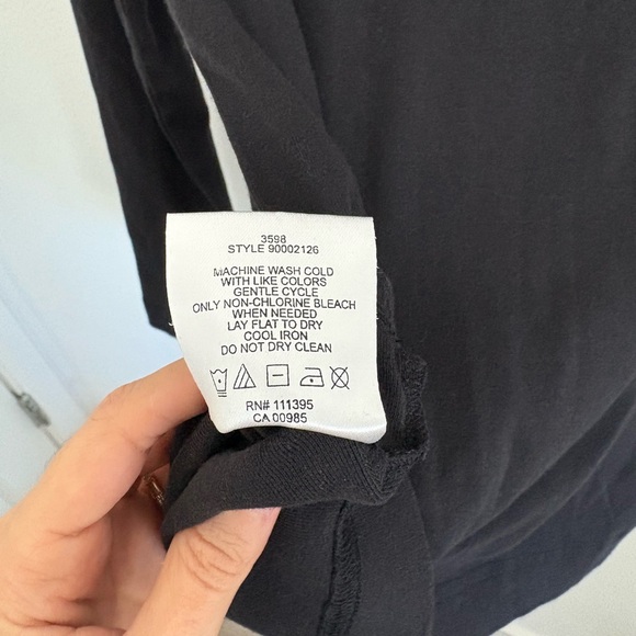 Tory Burch Black Long Sleeve Top Gold Metallic Logo 100% Cotton Small - Picture 6 of 9